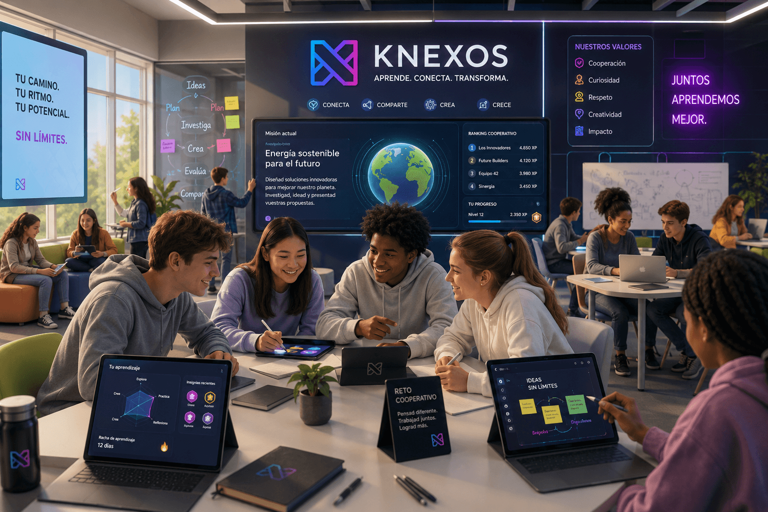 Estudiantes usando KNEXOS